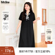 MsShe【送絲巾polo裙】大碼女裝2025秋裝胖mm遮肚子巨顯瘦連衣裙 【短袖POLO領(lǐng)】黑色現貨 4XL