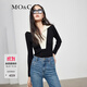 MO&Co.針織衫撞色千金針織小香風(fēng)休閑針織衫女黑色針織衫摩安珂 黑色-第2批 S 160