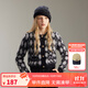 ELLE KIDS童裝 學(xué)院風(fēng)菱格刷毛針織開(kāi)衫女兒童秋冬氛圍感外套 灰黑格 165 (M)