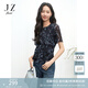 玖姿（JUZUI）藝術(shù)感印花網(wǎng)紗短袖打底衫2025夏季新款JTFX80308 花丈青 M