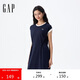 GAP女裝2025夏季新款刺繡logo抽繩收腰中長(cháng)棉質(zhì)無(wú)袖連衣裙764900
