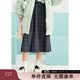 紫涵壓褶半身長(zhǎng)裙女冬季復(fù)古裝飾扣森系百搭文藝時(shí)尚顯瘦 灰格 L