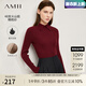 AMII開(kāi)學(xué)季換新裝2025秋季新款通勤百搭翻領(lǐng)坑條紋火山巖紗毛衣女修身 波爾多紅 165/88A/L