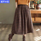 美安嘉格子毛呢半身裙秋冬新款復古顯瘦遮肉中長(cháng)款mm 咖色 3XL 建議161-175