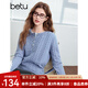百圖betu女裝2025春季新款毛針織衫圓領(lǐng)挑孔提花寬松針織衫女2501T07 灰蘭 L
