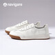 納維凱爾意大利小帆船女士新款透氣運動(dòng)鞋時(shí)尚德訓鞋小白鞋 白色    36