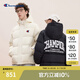 Champion【王俊凱同款】冠軍潮牌情侶羽絨服2024秋冬新款連帽加厚外套 黑色 M