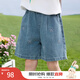 茵曼女童牛仔短褲蝴蝶結刺繡2025夏季兒童中大童寬松休閑五分褲子 牛仔藍 130