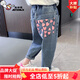 奧特曼女童褲子春秋季牛仔褲韓版兒童愛(ài)心口袋洋氣寶寶休閑褲2025新款潮 熱售藍色 120 身高110-120cm年齡6-7歲