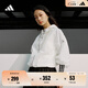 adidas吳艷妮同款輕膚感系列拒水防潑連帽外套輕風(fēng)衣女裝阿迪達斯 漢玉白/金屬銀   M