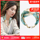 CRANTA KOMEIA絲巾女2025新款方巾珍珠磁吸扣圍脖領(lǐng)巾媽媽生日禮物送女友老婆 藍色若葉 高級感送女朋友愛(ài)人實(shí)用高檔