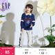 Gap男童春季logo撞色條紋松緊束口褲兒童裝長(cháng)褲890425 灰色 130 cm(S)亞洲尺碼