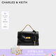 CHARLES&KEITH中號(hào)kerry郵差包單肩包斜挎包包女包生日七夕禮物CK2-80782515 Black黑色 中包