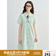 獨束大碼女裝學(xué)院風(fēng)條紋連衣裙2025夏季新款胖mm減齡甜美A字短裙 山嵐綠條 M （尺碼：1）