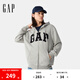 Gap男女裝2025春季新款字母logo拉鏈連帽衛(wèi)衣寬松外套美版868454 灰色 M 美碼 L亞洲碼180/96A