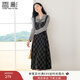 香影復古格子假兩件連衣裙女2025秋季新款收腰拼接學(xué)院風(fēng)中長(cháng)裙子 深灰 XL 170/92A/125-140斤