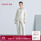 愛(ài)慕（Aimer）愛(ài)慕太妃拿鐵V領(lǐng)開(kāi)衫長(cháng)袖分身套裝AM46B761 沙白色130 S 160