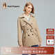 Hush Puppies暇步士女裝秋季收腰連帽風(fēng)衣外套 130卡其 L