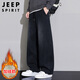 JEEP SPIRIT吉普休閑褲男士褲子男闊腿直筒秋冬季高端寬松潮流美式彎刀褲