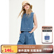 ELLE KIDS童裝 25夏季女童經(jīng)典度假風(fēng)圓領(lǐng)透氣兩面穿休閑牛仔馬甲背心 牛仔藍(lán) 160 (S)