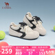 駱駝（CAMEL）松包德訓(xùn)鞋女活力革網(wǎng)撞色拼接休閑板鞋 L25A245022 米/黑  37 