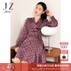 玖姿（JUZUI）蝴蝶結(jié)印花連衣裙女裝春款設(shè)計(jì)感中長(zhǎng)款裙子 花深紫 S