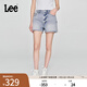 Lee25新品舒適版毛邊設(shè)計(jì)天絲淺藍(lán)色水洗女牛仔短褲潮流A08078 淺藍(lán)色 27