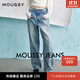moussy【明星同款】秋季高腰減垮直筒水洗牛仔褲010HAS11-2391 110藍色 M 10026