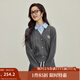 茵曼（INMAN）2025秋冬女裝新款學(xué)院風(fēng)polo領(lǐng)假兩件麻花毛衣英倫針織 花灰色 M