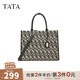 他她（TATA）復古老花托特包女包包單肩包大包手提包新款X3374DX4 米黑/黑 F