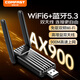 COMFAST WiFi6免驅(qū)USB無(wú)線網(wǎng)卡藍(lán)牙5.3二合一外置高增益雙天線 臺(tái)式機(jī)筆記本電腦WiFi接收發(fā)射器 CF-943F