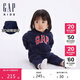 GAP嬰兒初秋款彩logo小熊耳朵連帽連體衣兒童裝爬服644733