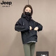 JEEP SPIRIT美式機能風(fēng)口袋連帽套頭工裝夾克男女街頭bf寬松休閑沖鋒衣外套潮 黑色 XL