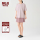 無(wú)印良品（MUJI）男女通用 珠地網(wǎng)眼 T恤 男式女式 無(wú)性別 短袖上衣打底衫AB18CC4S 煙熏粉色 M (165/88A)