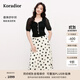 珂萊蒂爾2025年夏季新款拼接黑白波點(diǎn)復(fù)古優(yōu)雅連衣裙女顯瘦中長裙 黑色 L