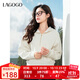 LAGOGO連帽蝙蝠袖通勤衛衣女拉谷谷2025年春季新款簡(jiǎn)約休閑上衣 米白色 XL