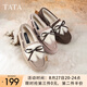 他她（TATA）冬季外穿毛毛鞋女加絨甜美軟底棉鞋豆豆鞋新DWBQ1DA3 啡色（仿毛里） 37