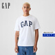 Gap【成毅代言】男女裝2025純棉字母印花logo短袖T恤上衣797924 白色 S 美碼 M亞洲碼175/92A