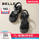 百麗（Belle）滿鉆條帶繁星休閑涼鞋女商場(chǎng)款厚底涼鞋A9S2DBL4 黑色 37 (235mm)