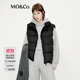 MO&Co.【90白鵝絨】輕暖高領(lǐng)龜背排骨羽絨服不易鉆絨馬甲摩安珂 黑色 M 165
