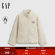 GAP女裝2025秋季新款貼布繡logo仿羊羔絨寬松拉鏈立領(lǐng)外套843660 米色 S (160/84A) 亞洲尺碼
