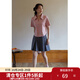 獨束大碼女裝復古POLO領(lǐng)收腰顯瘦T恤女夏季新款微胖mm休閑百搭上衣 桃粉色 L （尺碼：2）