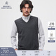 布克兄弟（BrooksBrothers）男士秋冬新品美利奴羊毛V領(lǐng)針織背心 0007-灰色 L
