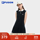 FILA FUSION斐樂(lè )潮牌女子針織連衣裙2025夏季新款無(wú)袖百褶連身裙 正黑色-BK M 165/84A/M