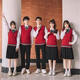 合唱朗誦演出服初中生高中生小學(xué)生班服套裝學(xué)院風(fēng)校服背心三件套 女紅背心+白長(zhǎng)袖+黑中裙+新綠花 XL