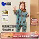 迷你巴拉巴拉嬰兒連體衣棉服外出幼兒衣服保暖雙面絨兩面穿外套2025冬新款 綠咖色調00345 90cm