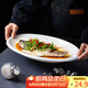拜杰魚盤陶瓷蒸魚盤白瓷盤子家用12英寸純白西餐盤餃子盤酒店商用家用