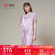 美標（MEIBIAO）送愛(ài)人禮物短袖真絲睡衣女春夏19姆米重磅套裝100%桑蠶絲綢家居服 香氛紫 短袖七分褲套裝 L (165/88A)