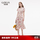 歌莉婭真絲連衣裙女2025新款夏季巨好看桑蠶絲印花裙子1E2R4K26A 93D淡粉鳶尾花印花 S