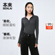 本來(lái)（benlai）女士針織衫女2024秋冬新款修身顯瘦長(cháng)袖毛衣打底衫女 深灰 M